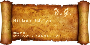 Wittner Géza névjegykártya