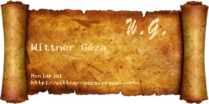 Wittner Géza névjegykártya